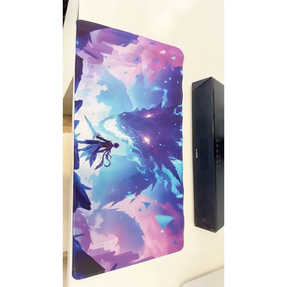 Vibrant Purple-Blue Art Large Mouse Pad: Smooth Anti-Slip Desk Mat for Computer